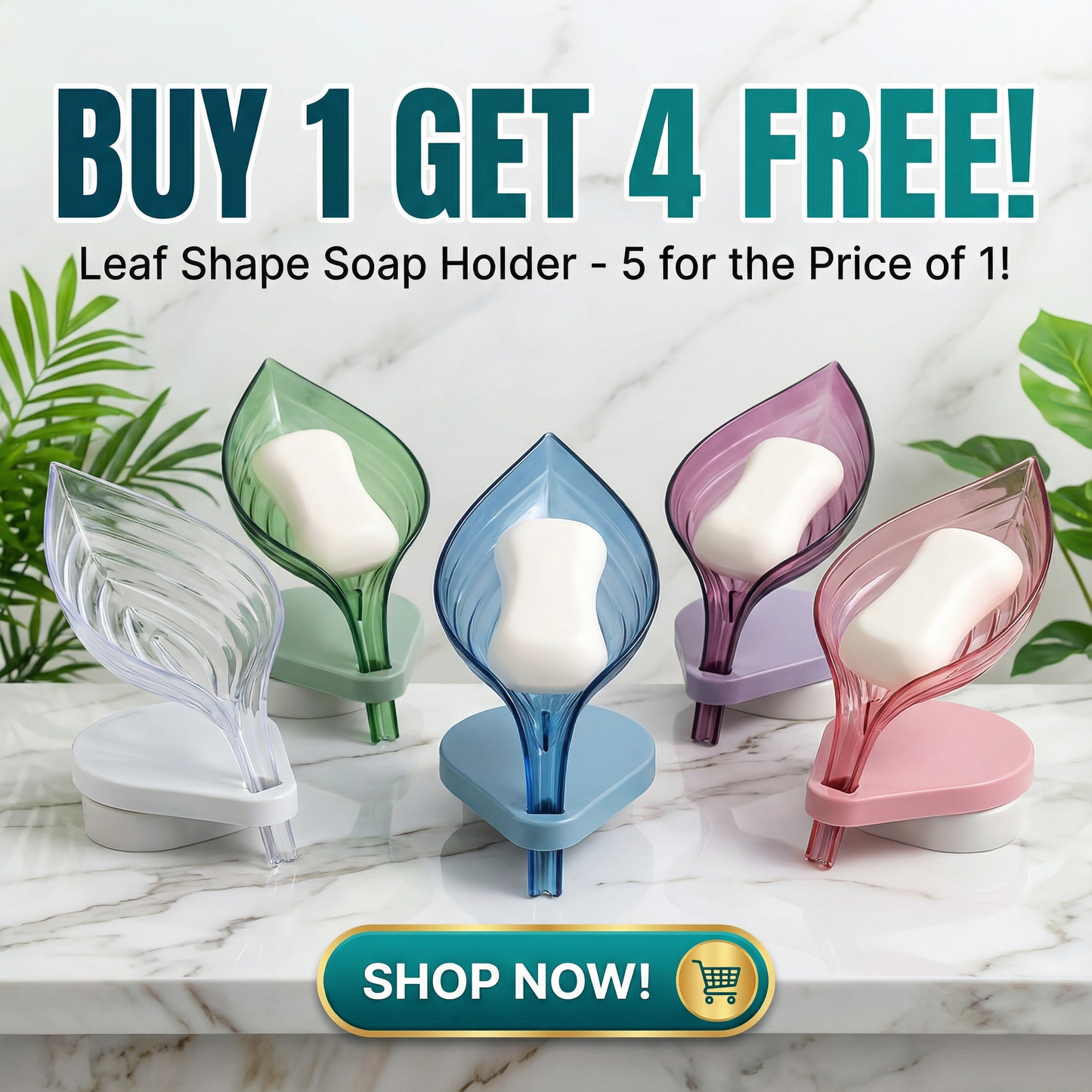 Buy 1 Get 4 Free Leaf Shape Soap Holder (Pack of 5)