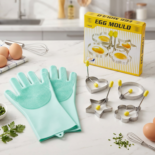 Kitchen Deal ( 4 Egg Molds + Washing Gloves )