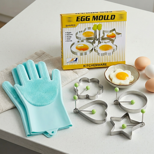 Kitchen Deal ( 4 Egg Molds + Washing Gloves )